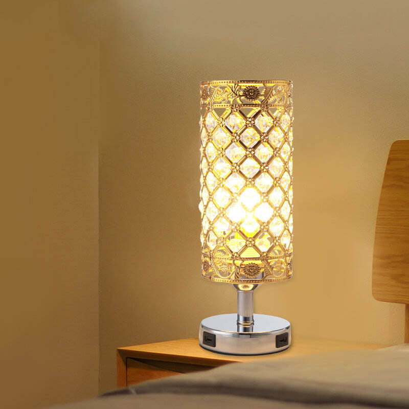 Creative Iron Cylinder Shade USB Touch Charging 1-Light Table Lamp
