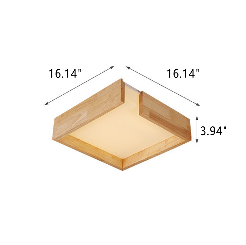 Modern Wooden Simple Square LED Flush Mount Light