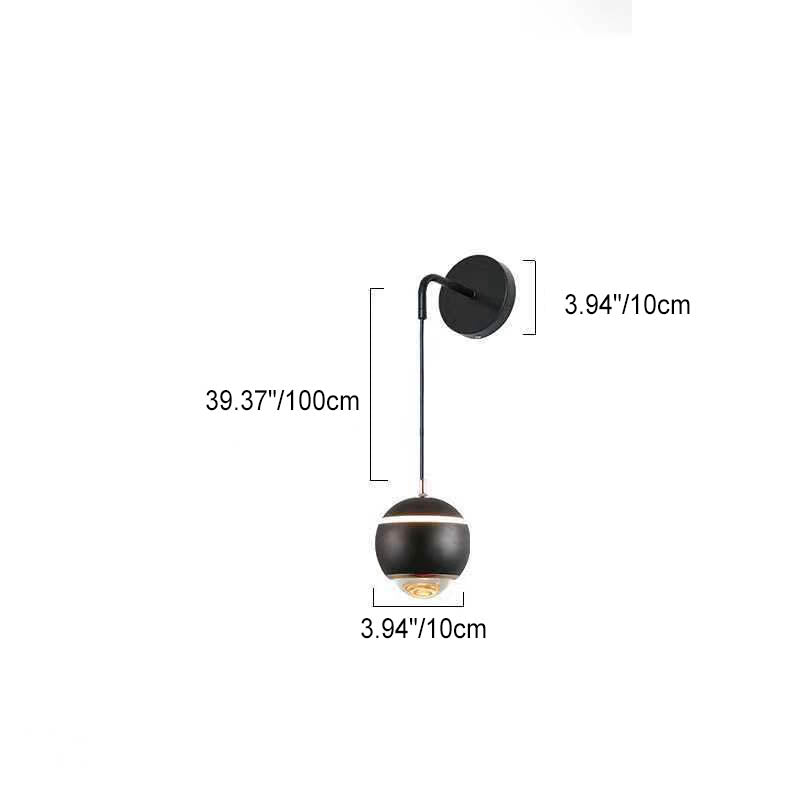 Modern Minimalist Round Ball Aluminum Glass LED Wall Sconce Lamp For Bedroom