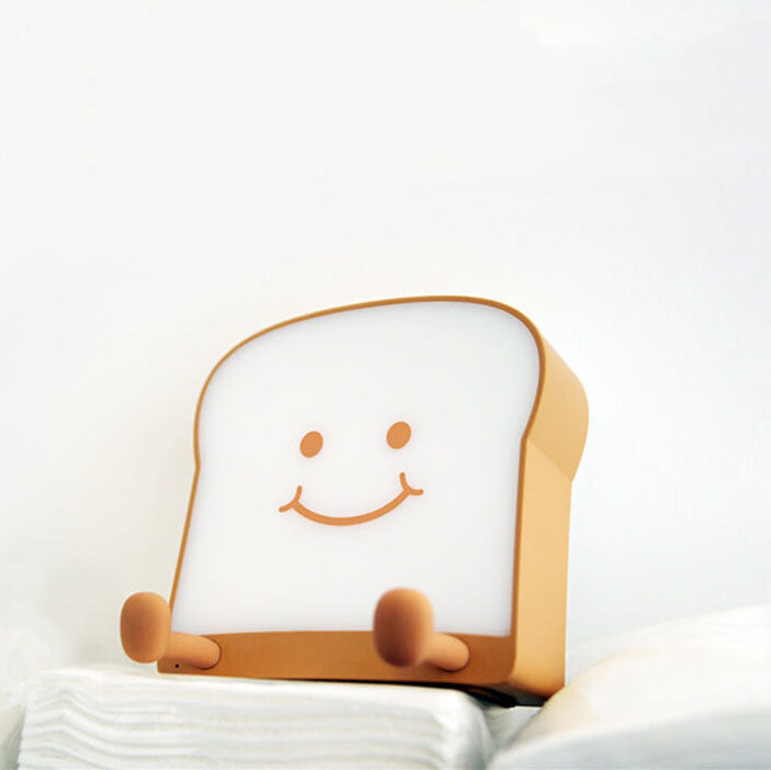 Cute Toast Bread Night Light USB Pat Timer Bedside Bed Lamp
