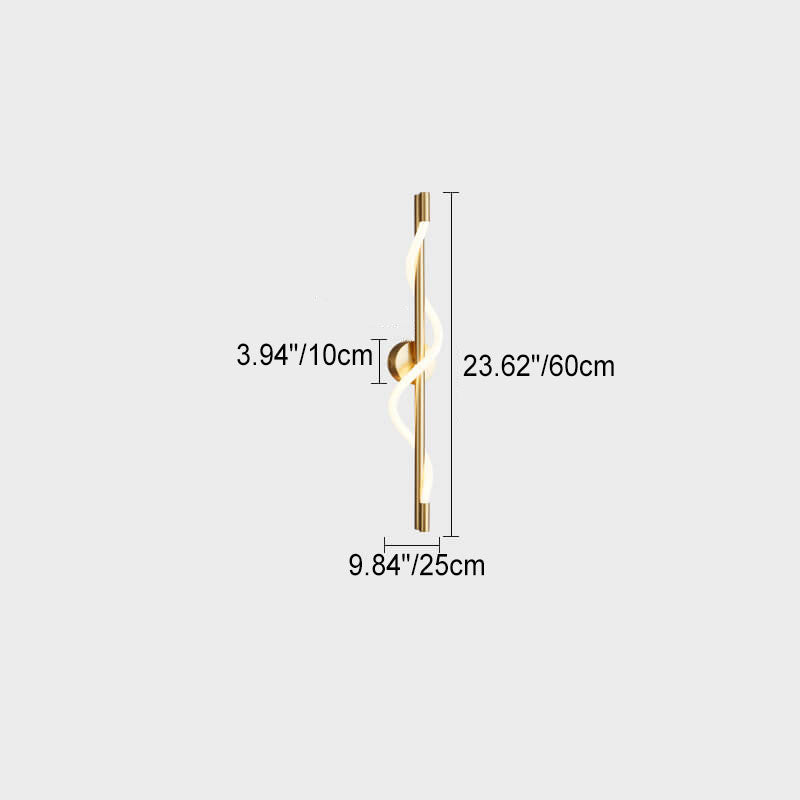 Modern Minimalist Twist Curve Long Bar Copper LED Wall Sconce Lamp