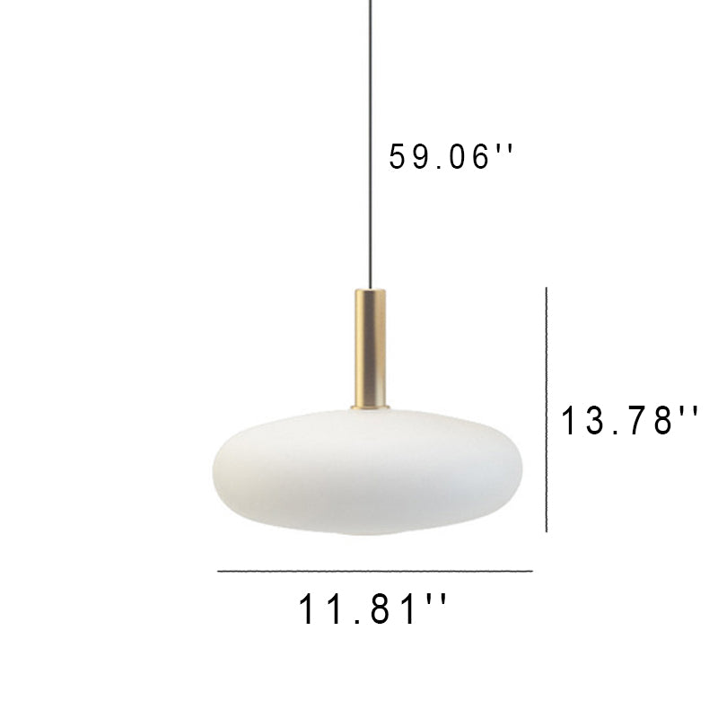Nordic Milky White Glass Flat Round 1-Light Pendant Light