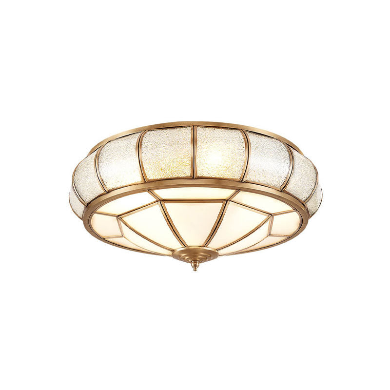 European Style Luxury Brass Glass Drum Cage 3/4/6 Light Flush Mount Ceiling Light