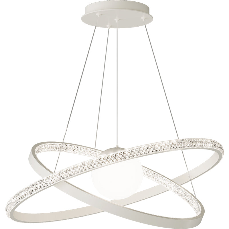 Contemporary Luxury Dual Circle Ring Iron Silicone LED Chandelier For Living Room