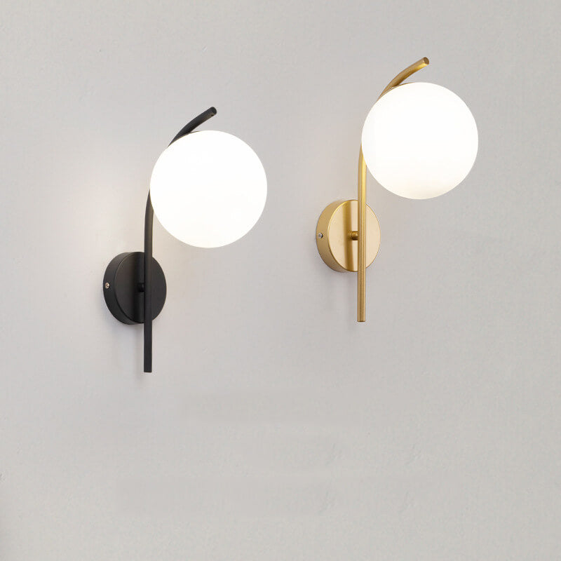 Nordic Arc Glass Globe 1-Light Wall Sconce Lamp