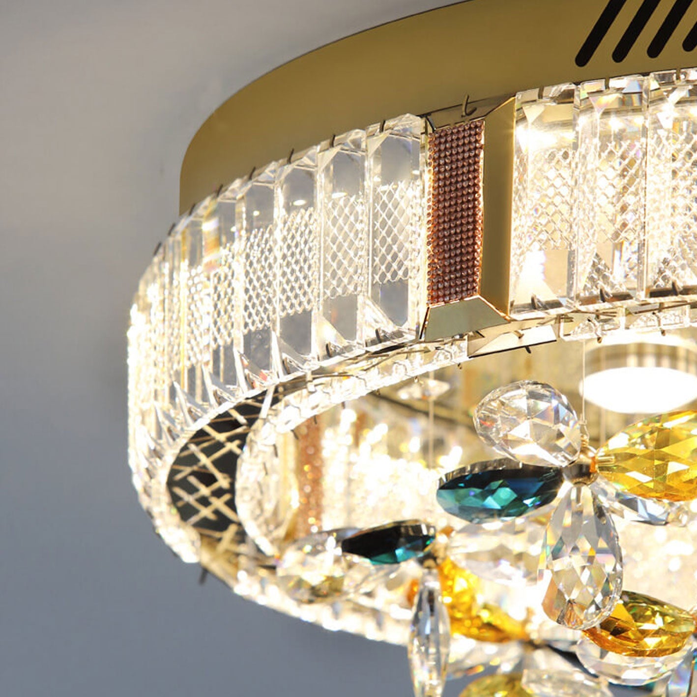 Modern Jane Clover Stainless Steel Crystal LED Flush Mount Ceiling Light
