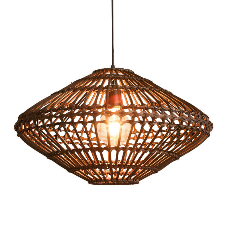 Modern Rattan Vintage Southeast Asian Style 1-Light Pendant Light