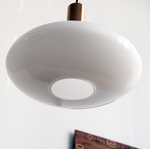 Nordic Milky White Glass Flat Round 1-Light Pendant Light