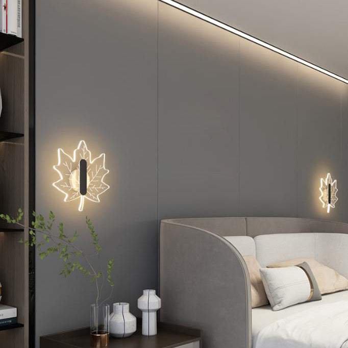 مصباح حائط LED إبداعي على شكل ورقة القيقب من الأكريليك بتصميم آرت ديكو الحديث