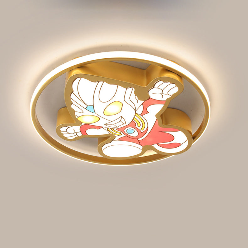 Creative Cartoon Ultraman Round LED Flush Mount Ceiling Light