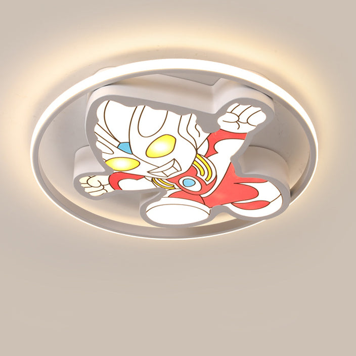 Creative Cartoon Ultraman Round LED Flush Mount Ceiling Light