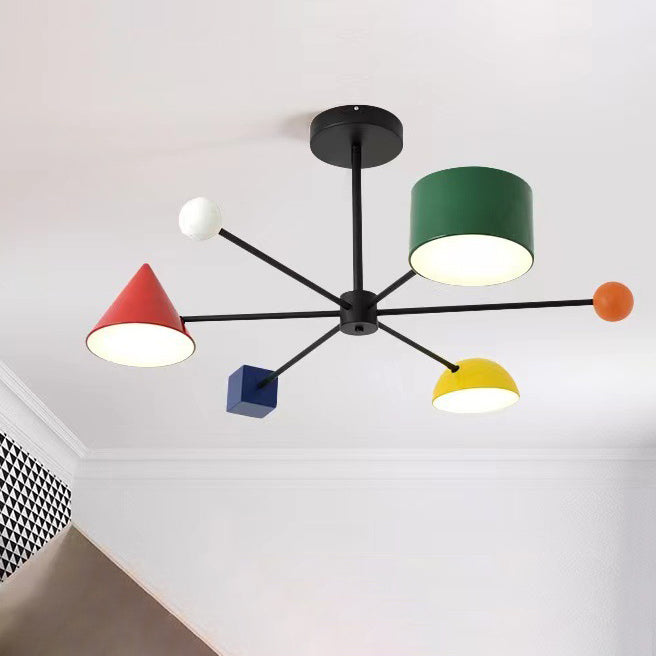 Modern Art Deco Acrylic Shade Multiple Geometric LED Creative Chandelier