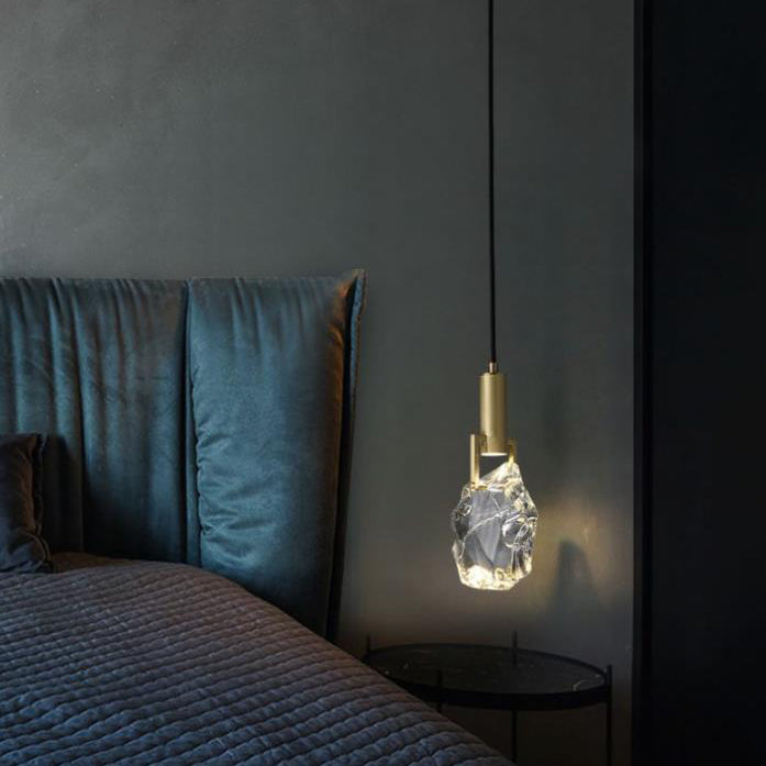Modern Minimalist Ice Cube Crystal 1-Light Pendant Light