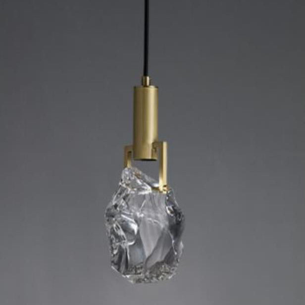 Modern Minimalist Ice Cube Crystal 1-Light Pendant Light