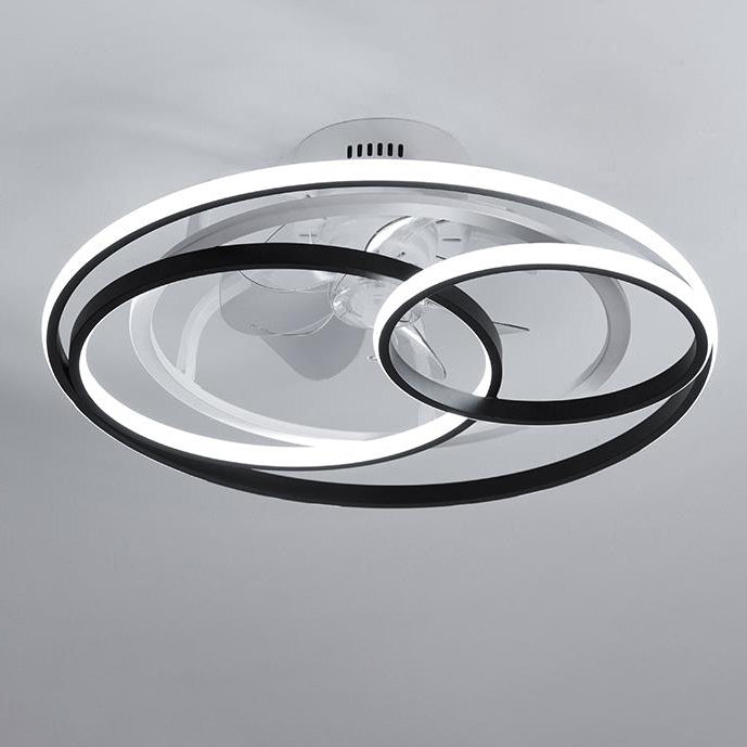 مروحة سقف LED بتصميم بسيط ومبتكر مع تداخل حلقتين