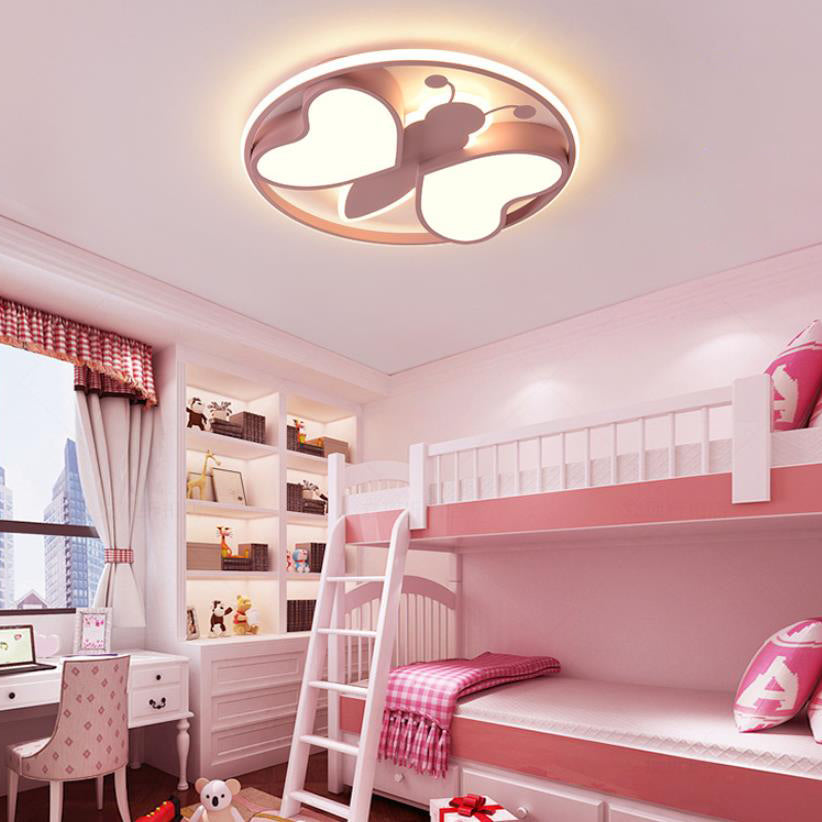 Creative Cartoon Butterfly Round LED Flush Mount Ceiling Light