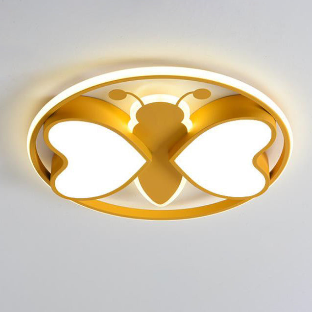 Creative Cartoon Butterfly Round LED Flush Mount Ceiling Light