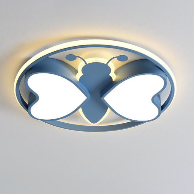 Creative Cartoon Butterfly Round LED Flush Mount Ceiling Light