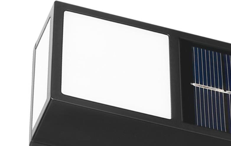 مصباح حائط مستطيل الشكل يعمل بالطاقة الشمسية ومقاوم للماء للفناء والسياج