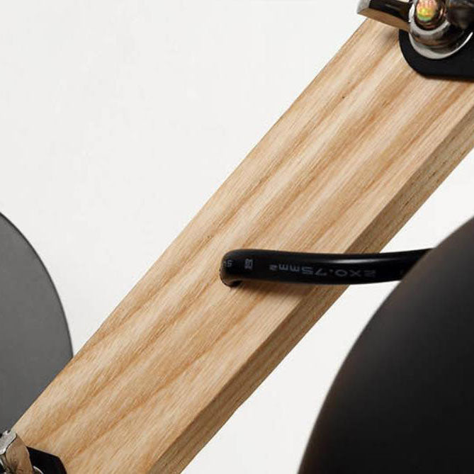 مصباح حائط صناعي بسيط على شكل قبة قابل للسحب بذراع خشبي ومصباح واحد