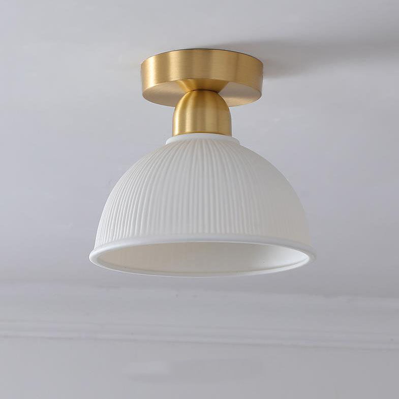 Modern Ceramic Round Jar Copper 1-Light Semi-Flush Mount Ceiling Light
