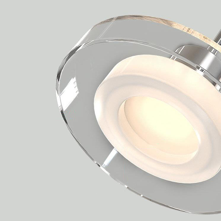 ثريا جزيرة LED دائرية فضية بسيطة من الزجاج بتصميم نورديك مع إضاءة 1/3