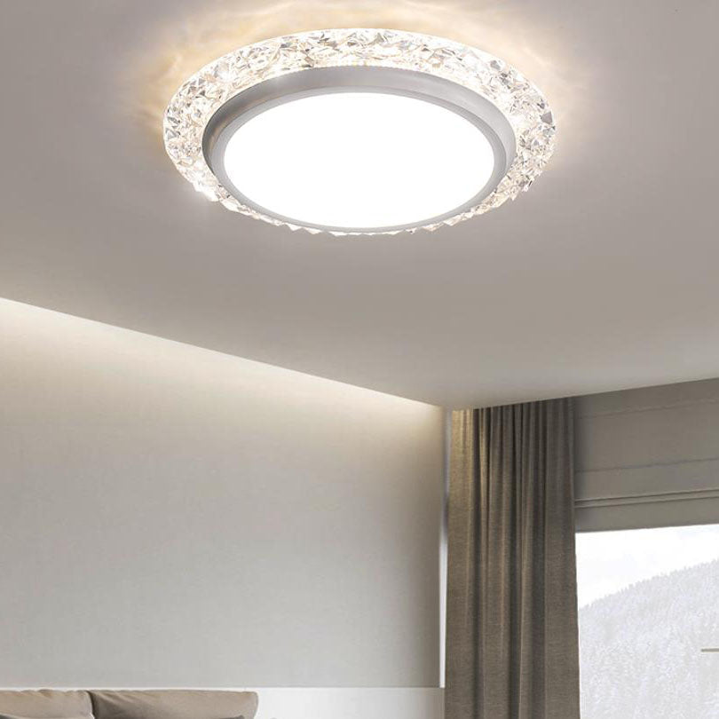 Nordic Minimalist Light Luxury Round Iron Aluminum Acrylic LED Flush Mount Lighting