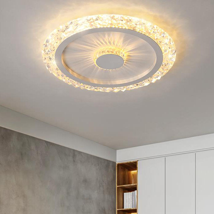 Modern Light Luxury Round Acrylic Iron Aluminum LED Flush Mount Lighting