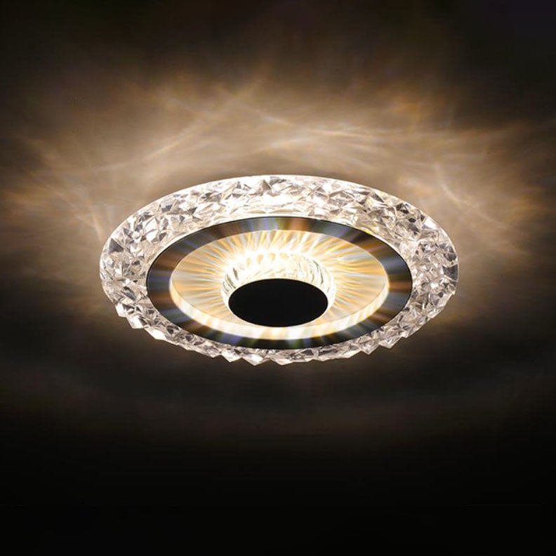 Modern Light Luxury Round Acrylic Iron Aluminum LED Flush Mount Lighting