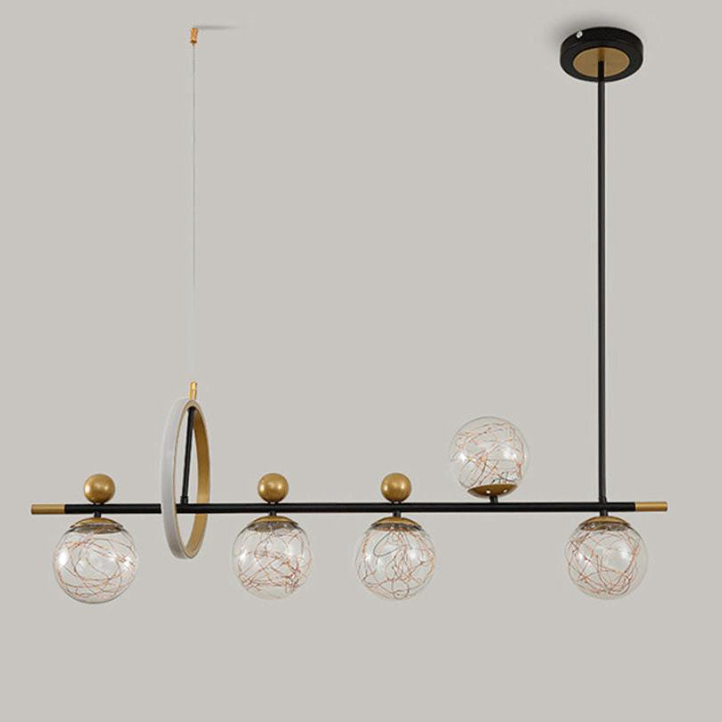 Nordic Light Luxury Round Ball Iron Glass LED Chandelier