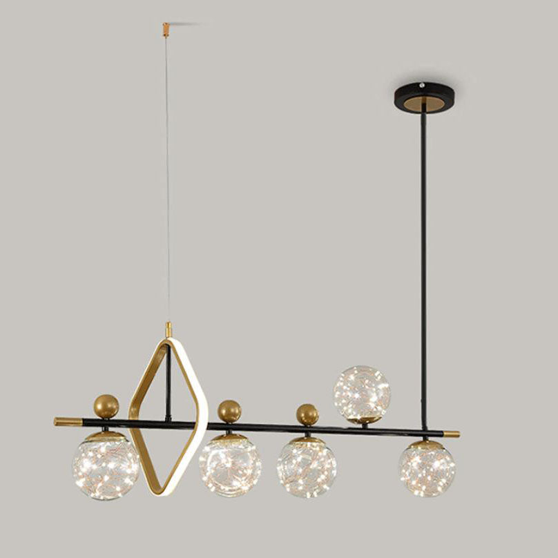 Nordic Light Luxury Round Ball Iron Glass LED Chandelier