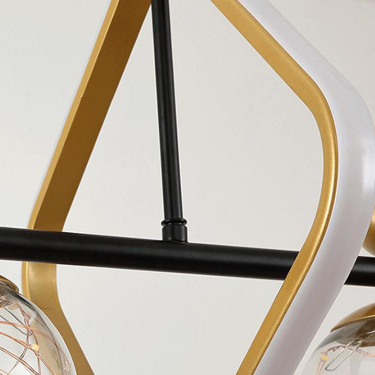 Nordic Light Luxury Round Ball Iron Glass LED Chandelier