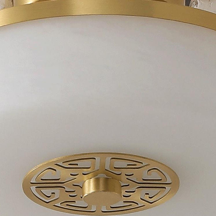 Modern Light Luxury Retro Full Copper Cloud Glass LED Flush Mount Lighting