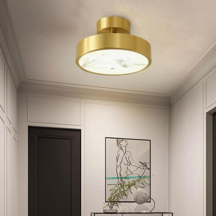 Modern Light Luxury Retro Full Copper Cloud Glass LED Flush Mount Lighting