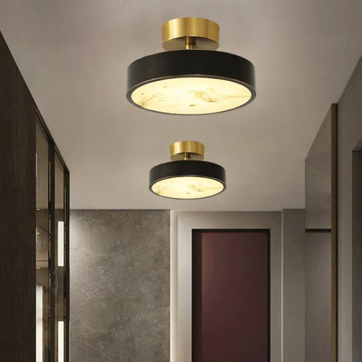 Modern Light Luxury Retro Full Copper Cloud Glass LED Flush Mount Lighting