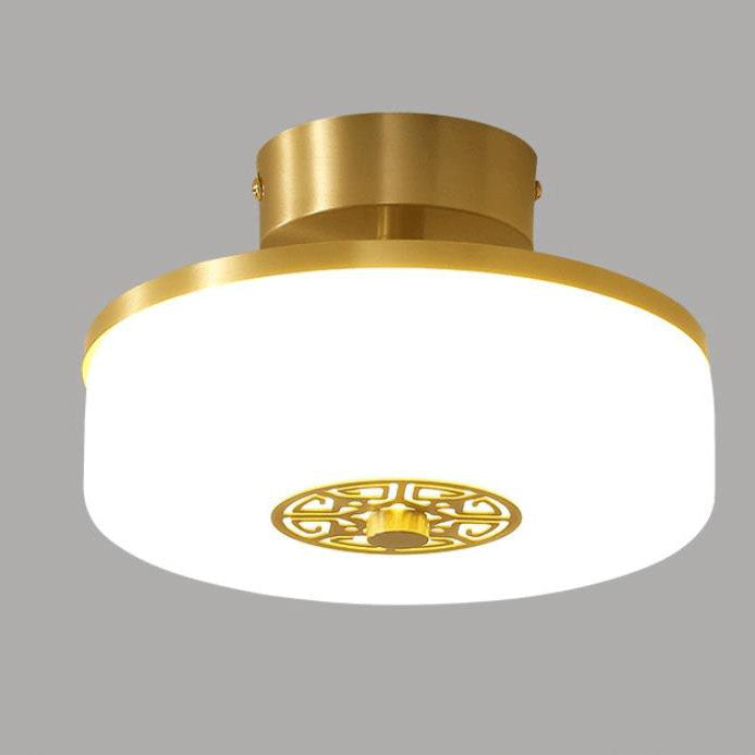 Modern Light Luxury Retro Full Copper Cloud Glass LED Flush Mount Lighting