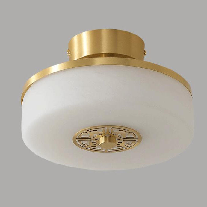 Modern Light Luxury Retro Full Copper Cloud Glass LED Flush Mount Lighting
