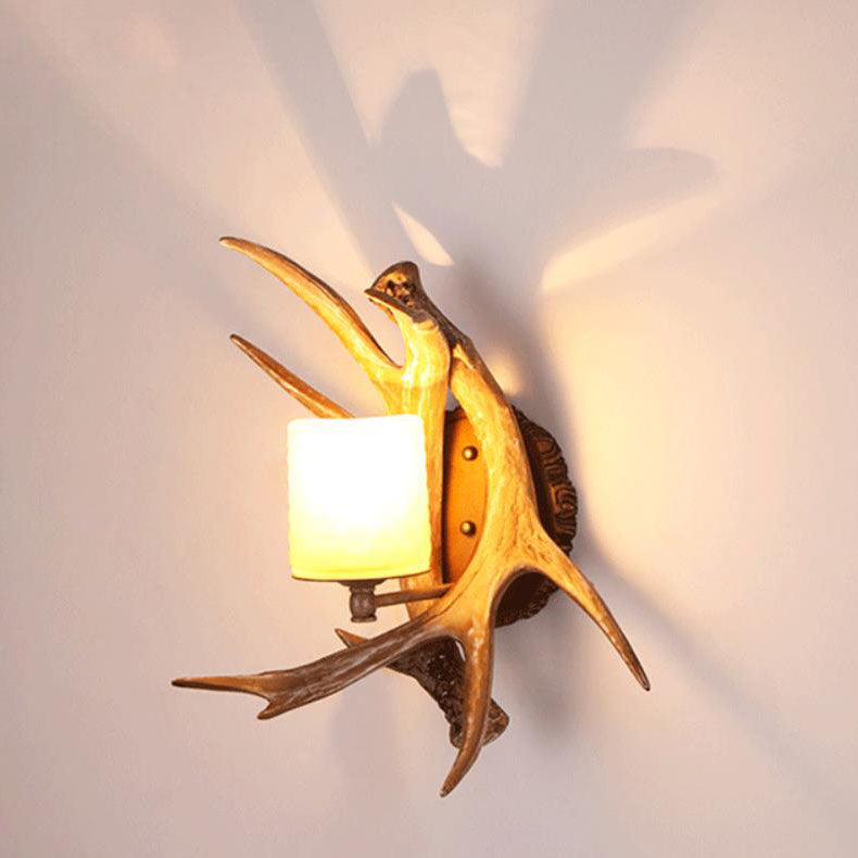 Modern Retro Antler 1-Light Glass Wall Sconce Lamp