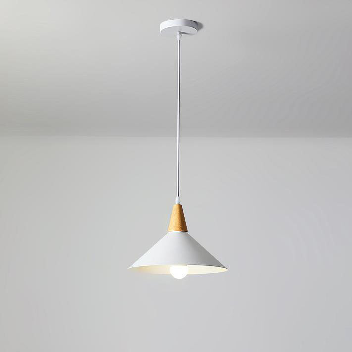 Japanese Simplicity Log Cone Iron 1-Light Pendant Light
