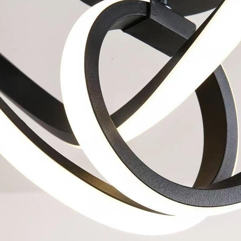 Modern Creative Bending Lines Iron Silicone LED Semi-Flush Mount Ceiling Light