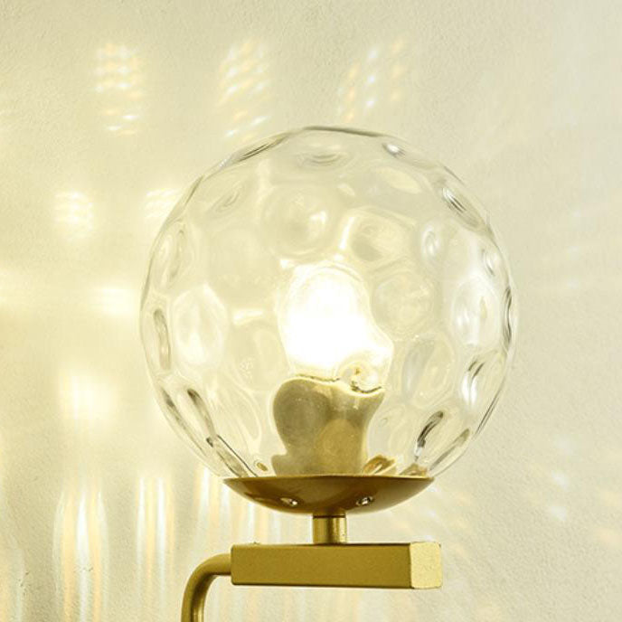 Nordic Simple Glass Round Ball Iron Right Angle Arm 1-Light Wall Sconce Lamp