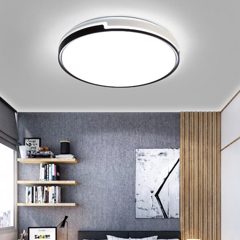 Modern Minimalist Round Black and White Edge LED Flush Mount Ceiling Light