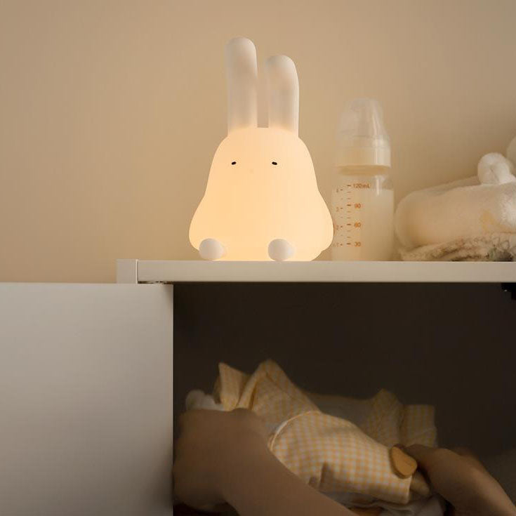 Creative Cute Folded Ear Rabbit Silicone Pat LED Night Light Table Lamp