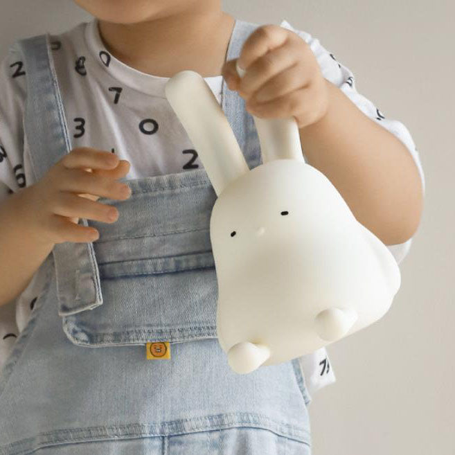Creative Cute Folded Ear Rabbit Silicone Pat LED Night Light Table Lamp
