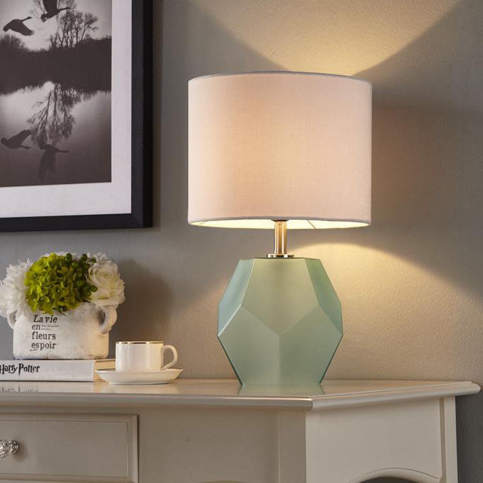 Nordic Drum Fabric Rhombus Ball Base 1-Light Table Lamp