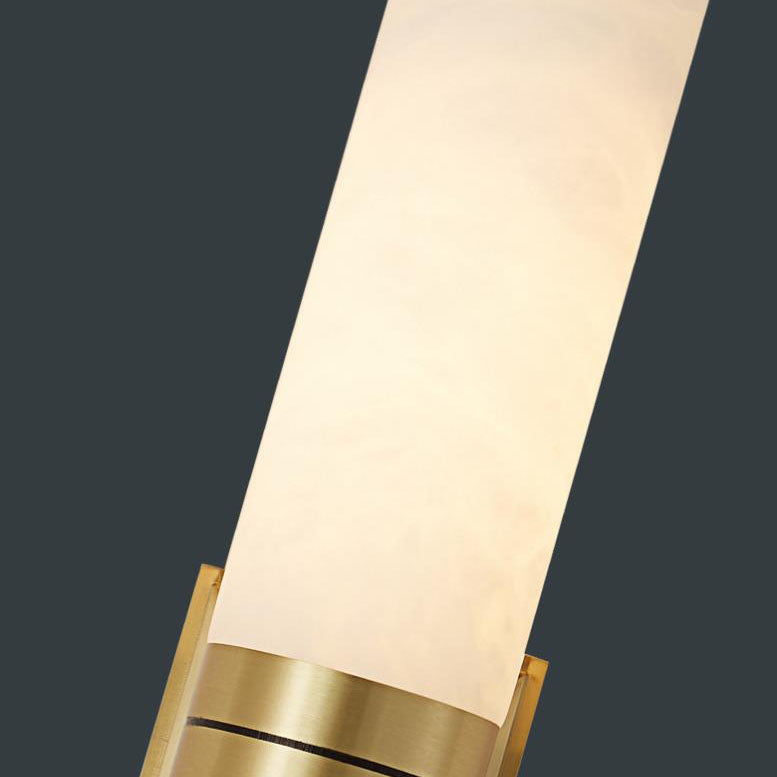 Modern Mid-Century Marble Column Copper 2-Light Wall Sconce Lamp For Living Room
