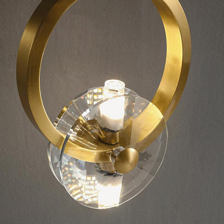 Modern Golden Glamour Copper Circle Ring Crystal 1-Light Wall Sconce Lamp