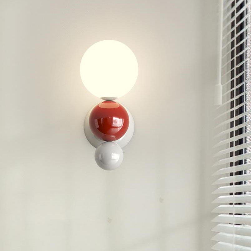 Modern Cream Style Children's Wrought Iron Sphere 1-Light Wall Sconce Lamp