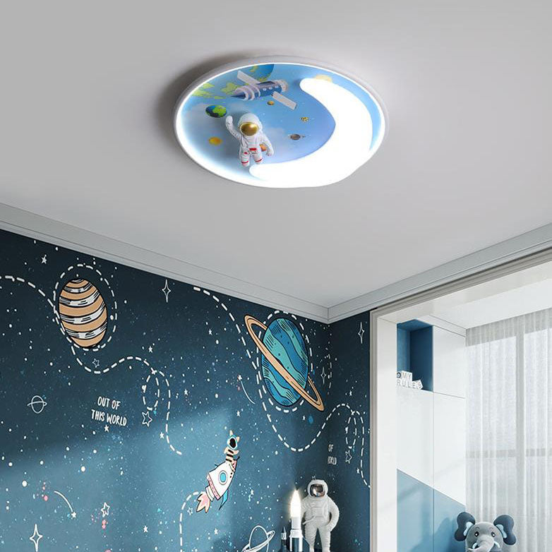 Nordic Minimalist Cartoon Resin Round LED Flush Mount Ceiling Light