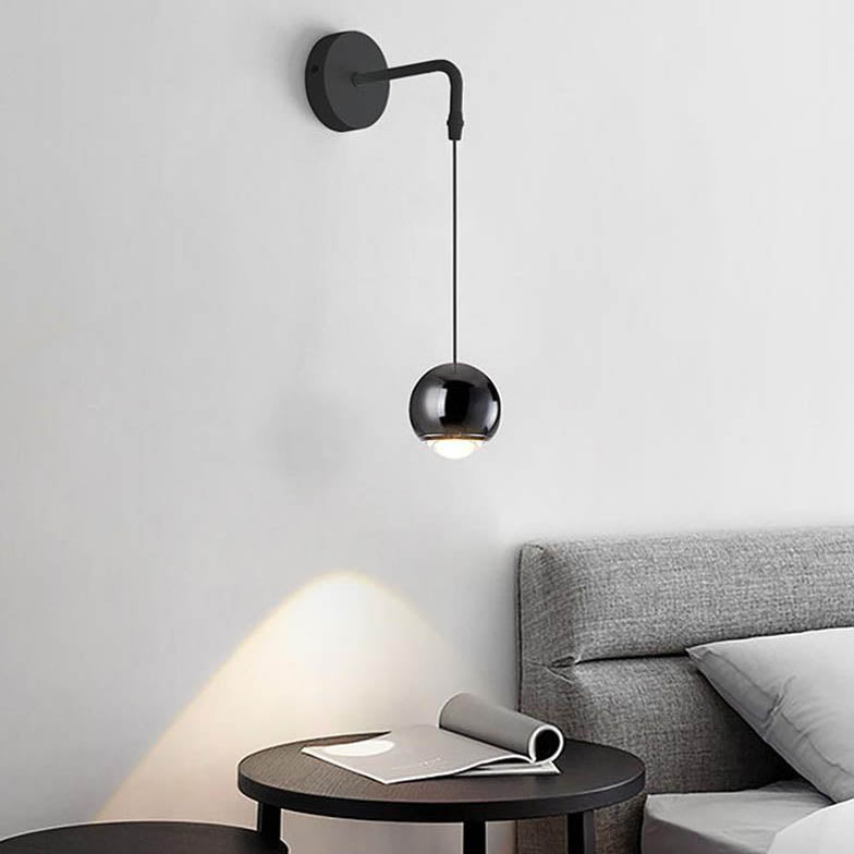 Modern Minimalist Round Ball Aluminum Glass LED Wall Sconce Lamp For Bedroom